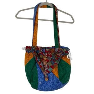 Handmade Patchwork Colorful Shoulder Bucket Handbag Sunflower Cottage Core